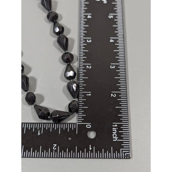Vintage Black Lucite‎ Teardrop Faceted Bead Long Necklace 60 inch Opera - Picture 7 of 7
